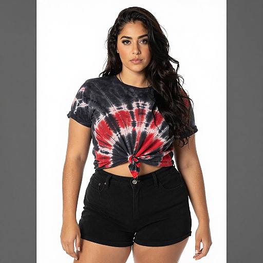 Curvy Woman in Tie-Dye Outfit