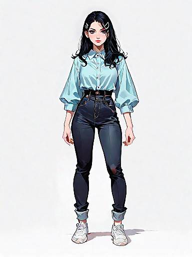 Stylish Young Woman in Casual Chic Outfit