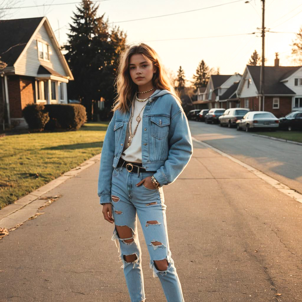 Retro Fashion: Stylish Teen in Suburbia