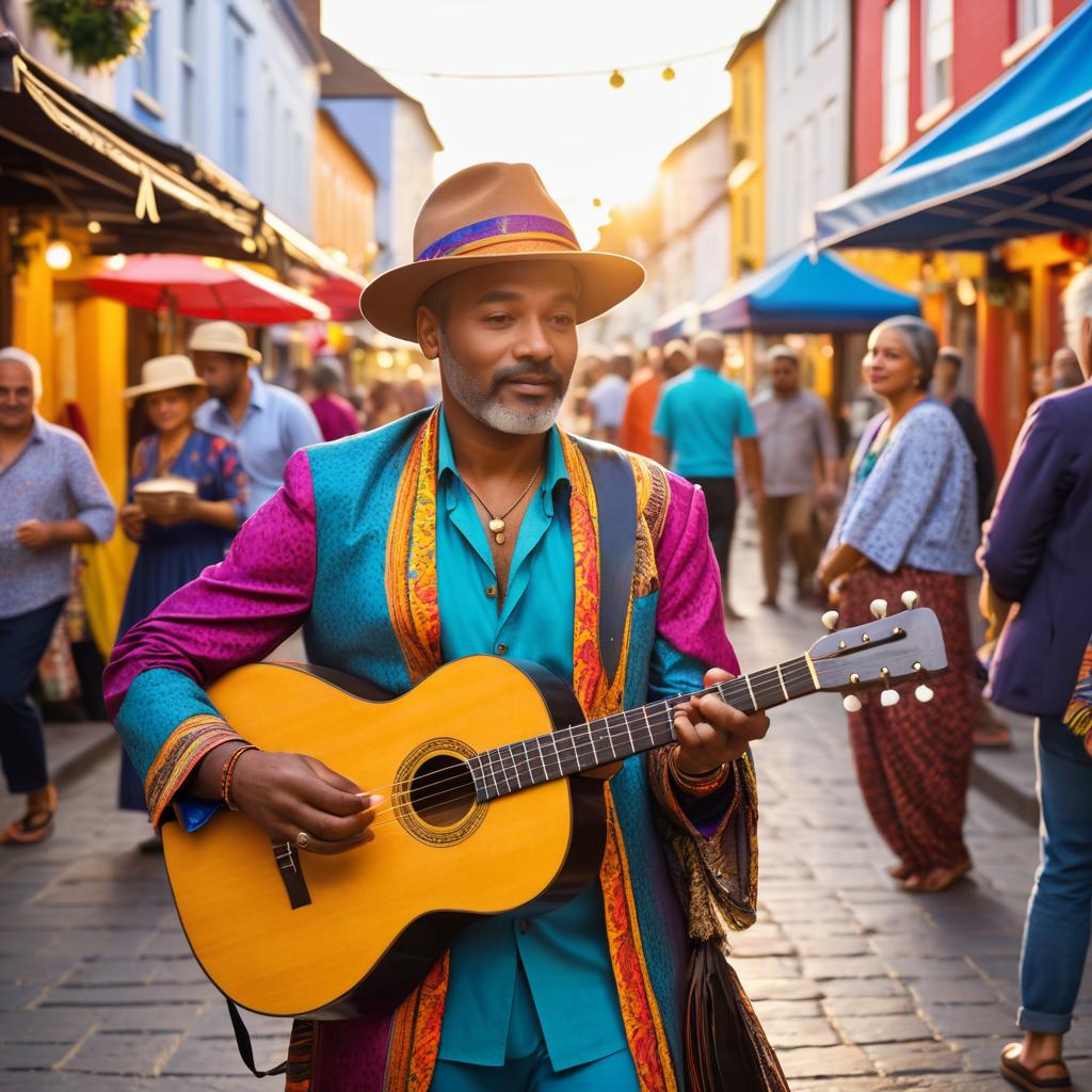 Vibrant Street Musician at Festival