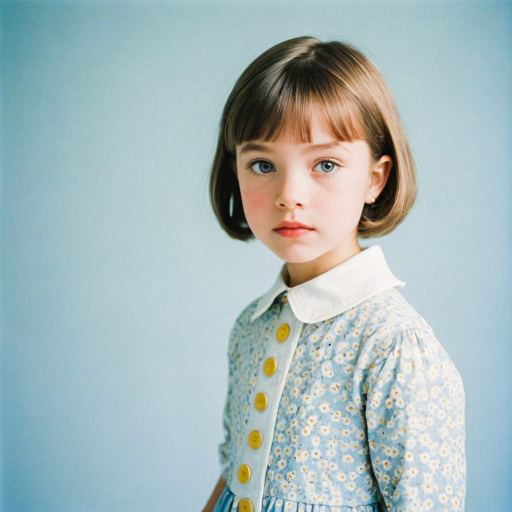 Vintage Photoshoot of Cheerful Little Girl