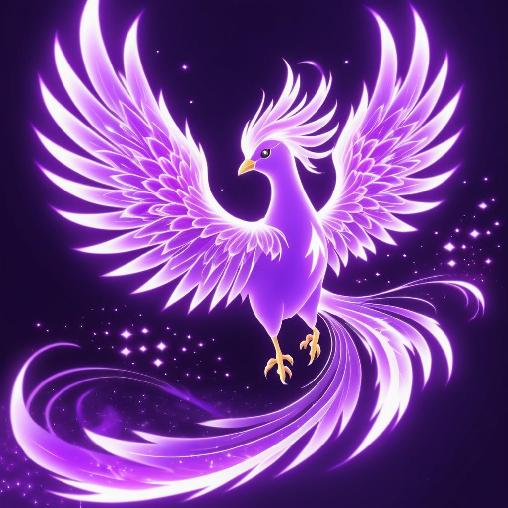 Radiant Cute Purple Phoenix Illustration