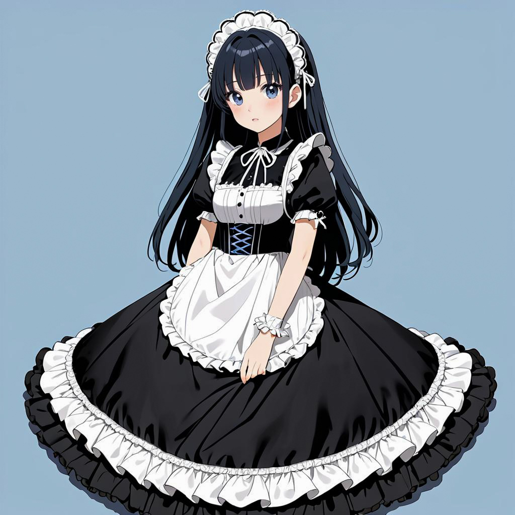 Anime-Inspired Surprised Maid in Gothic Attire