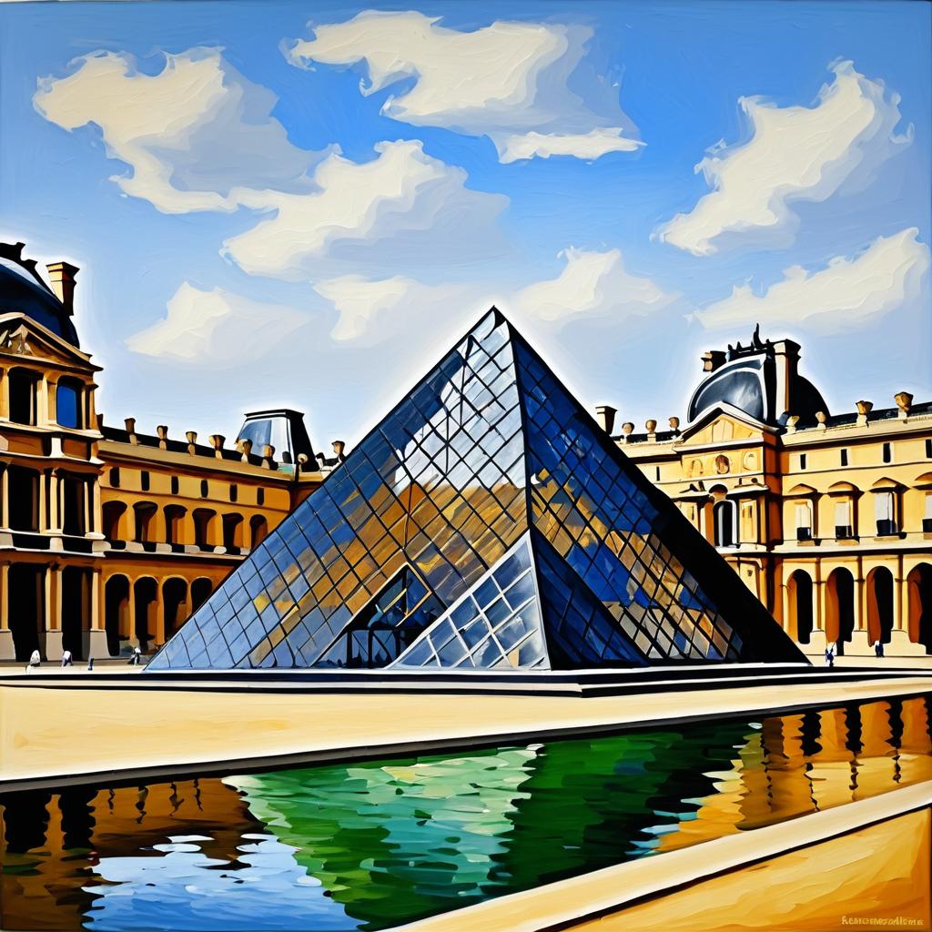 Cézanne-Inspired Louvre Pyramid Painting