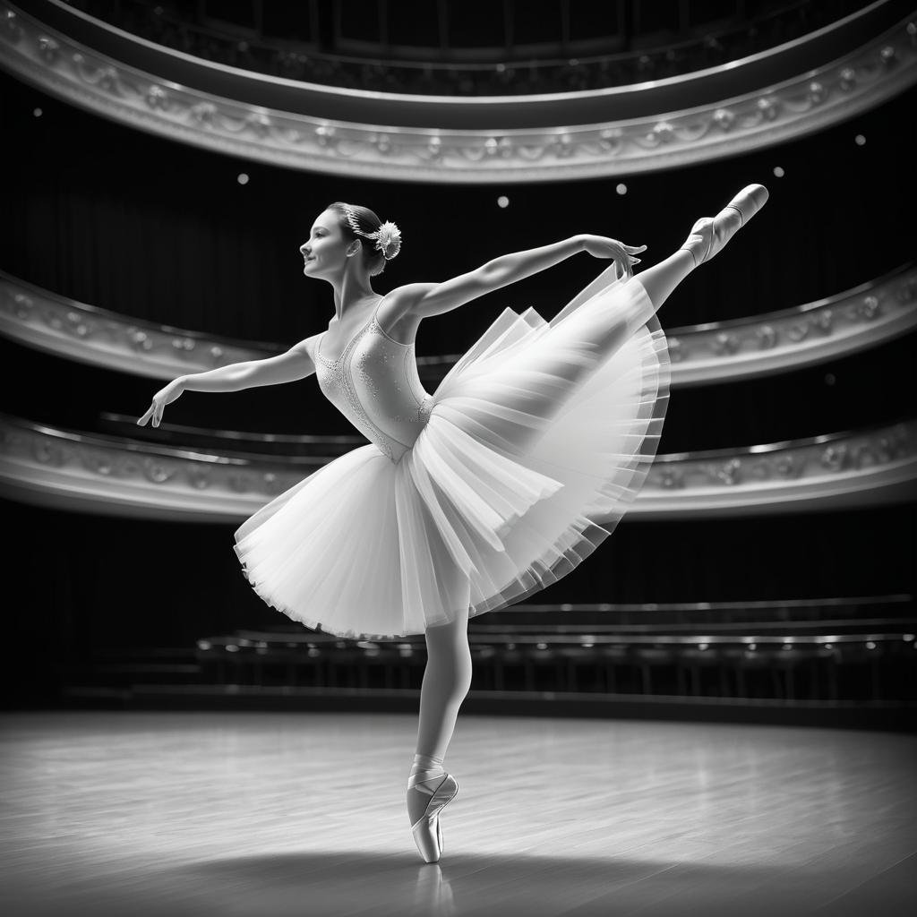 Elegant Ballerina in Dramatic Black and White