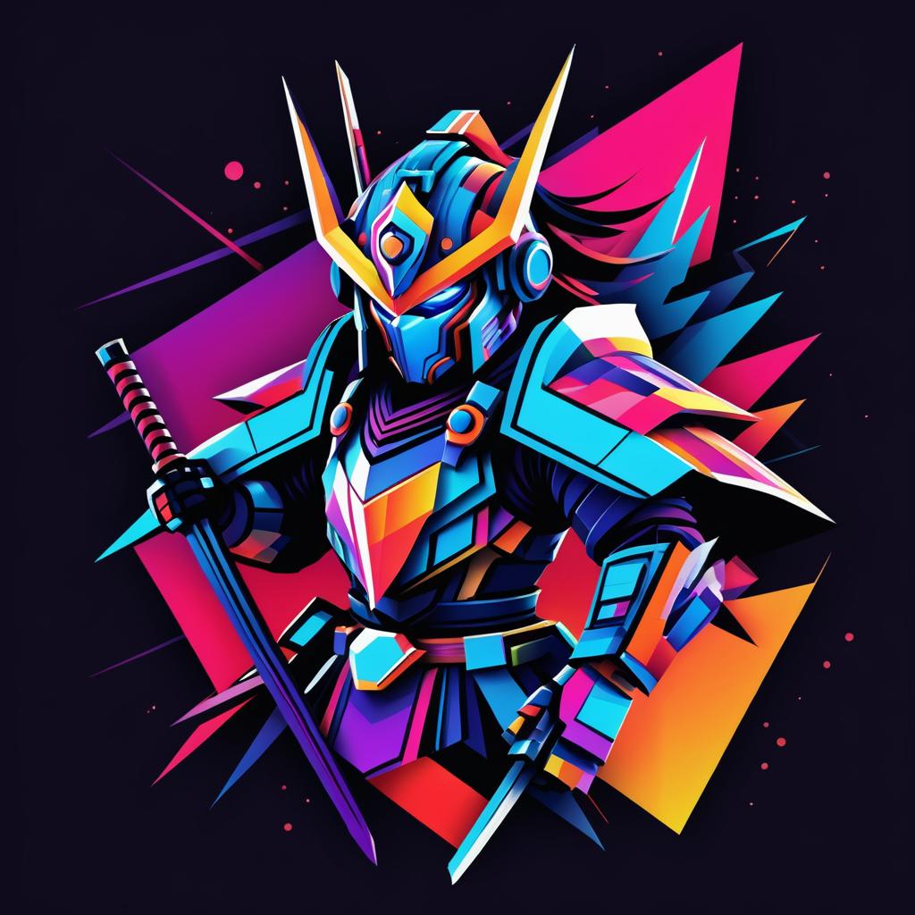 Futuristic Mechashot Samurai Sticker Design