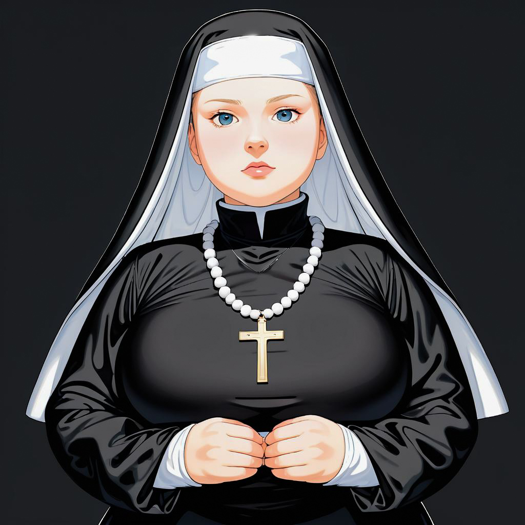 Worried Young Postulant in Nun Outfit