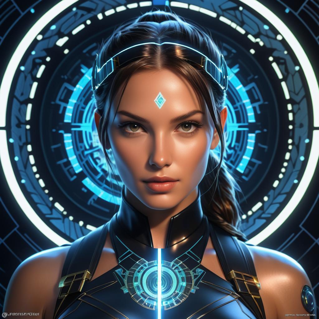 Elegant Sci-Fi Portrait of Lara Croft