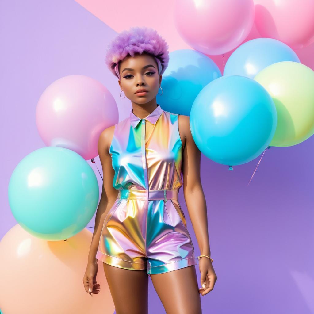 Afrofuturism Pixie Girl with Balloons