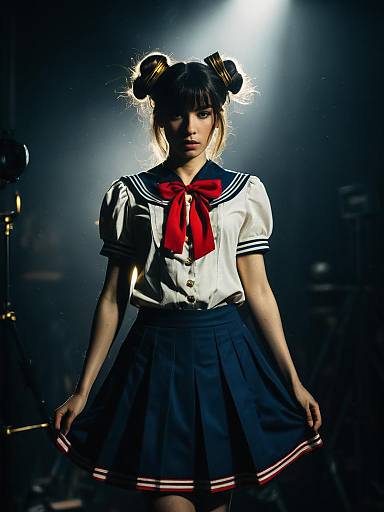 Woman in Anime-Inspired Sailor Outfit