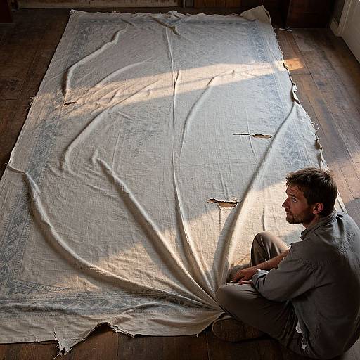 Melancholic Portrait with Vintage Bedsheet