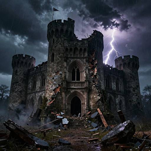 Stormy Night Castle Downfall