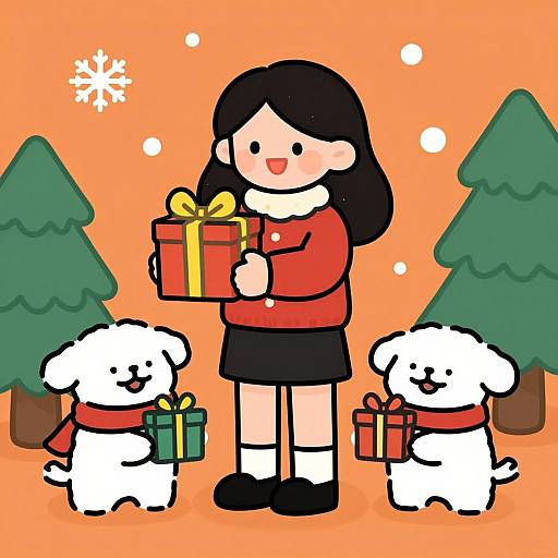 Festive Christmas Cartoon Illustration