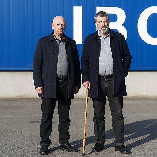 Serious Portrait of Two Men Outdoors