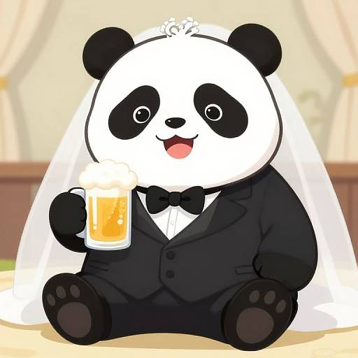 Chic Anime Panda at Wedding