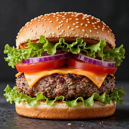 Ultra-Realistic Juicy Burger Close-Up