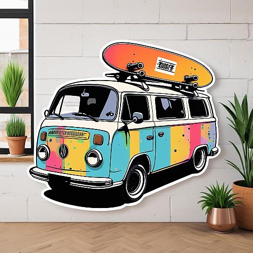 Funky Oversized Skateboard Sticker Design