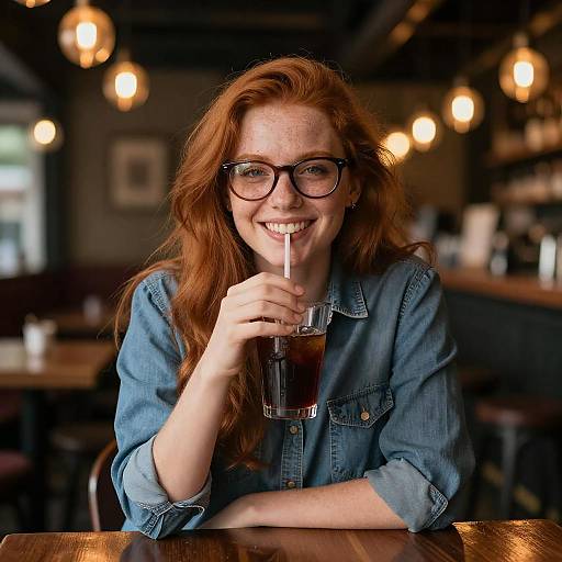 Smiling Redhead at Cozy Bar