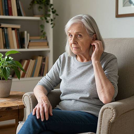 Elderly Woman in Cozy Sunlit Room