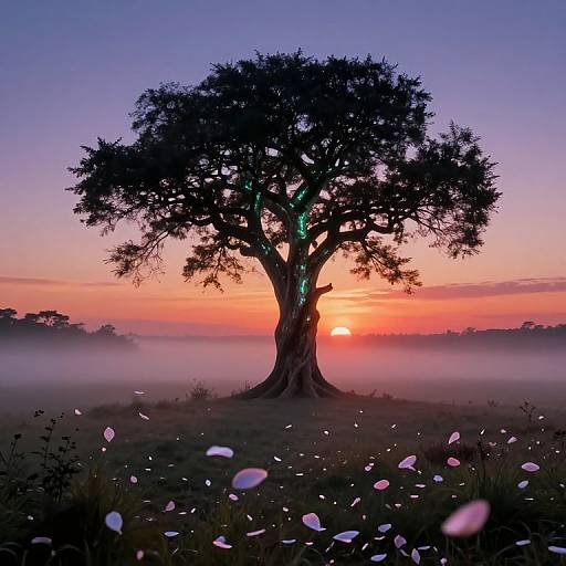 Surreal Majestic Tree at Sunset