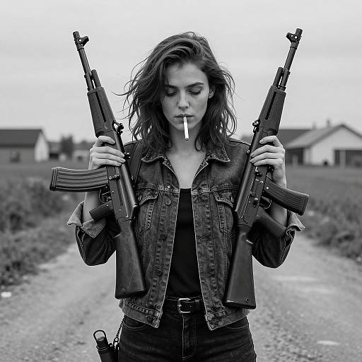 Moody Black and White Portrait of a Woman