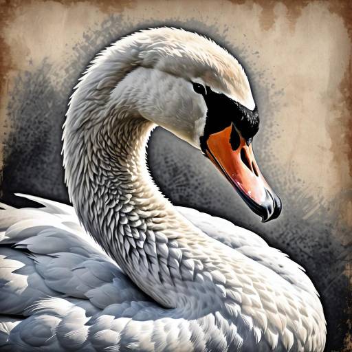 Elegant Vintage Swan Portrait in Monochrome