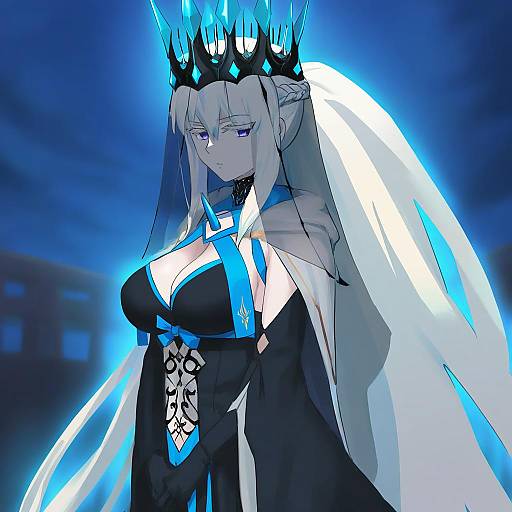 Illustration of Morgan le fay (queen of winter) (fate), fate/grand order in the style of Usatarou