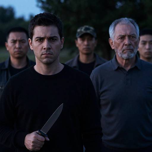 Tense Outdoor Gathering at Dusk