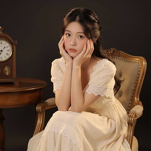 Elegant Young Woman in Vintage Setting