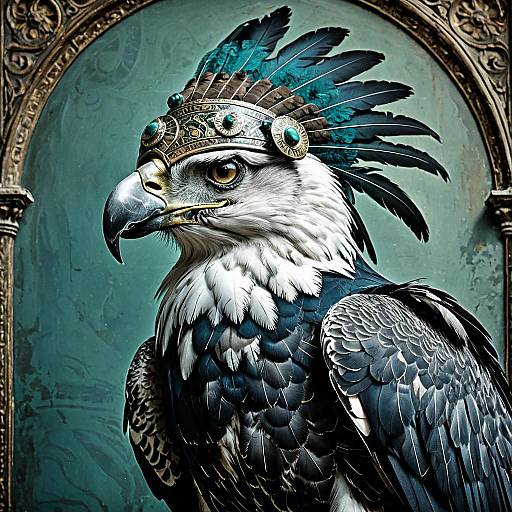 Harpy Eagle with Ornate Feather Headdress