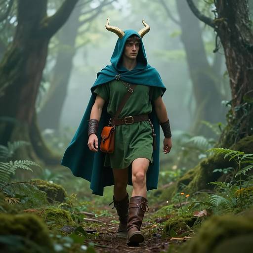 Hermes in Enchanting Misty Forest