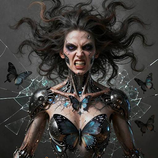 Majestic Photorealistic Cyborg Girl Portrait