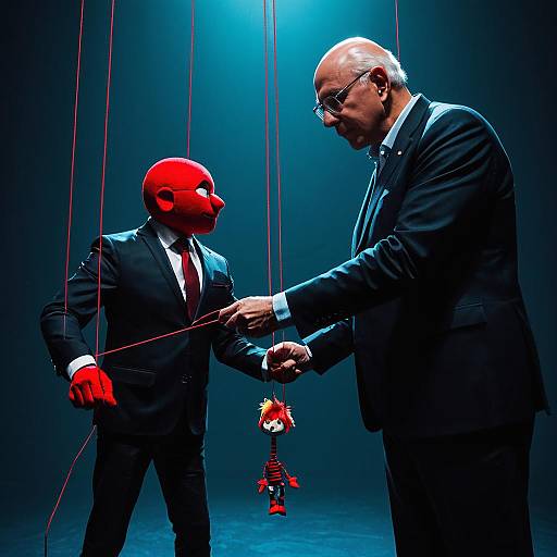 Businessman Controlling Puppet with Strings