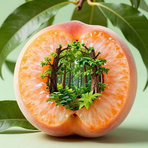 Surreal Peach with Forest Inside