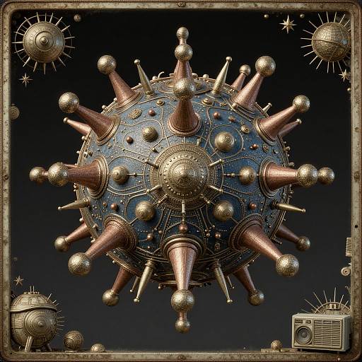 Steampunk Retro Mechanical Sphere with Spikes