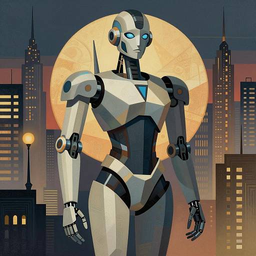 Futuristic Robot in Art Deco Cubism