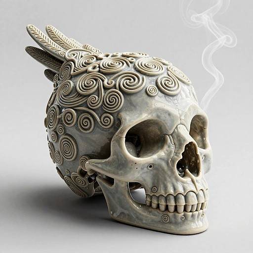 Realistic 3D Render of Surreal Crow Skull
