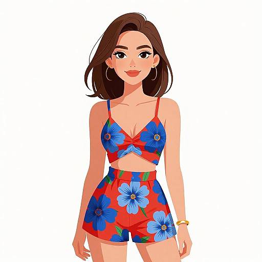 Smiling Woman in Floral Summer Romper