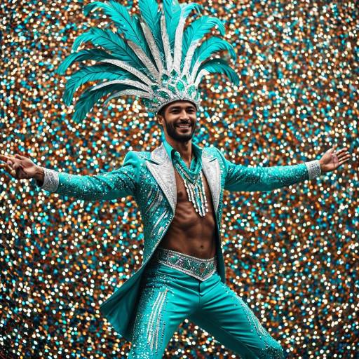 Male Dancer in Turquoise Rio Carnival Costume