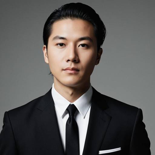 Asian Man in Elegant Black Suit