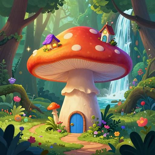 Enchanted Mushroom Village Scene