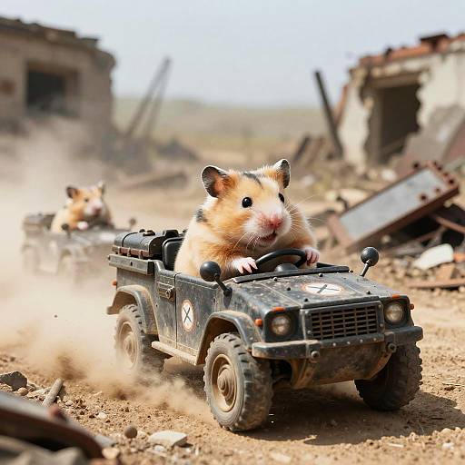 Hamster Army in Post-Apocalyptic Wasteland