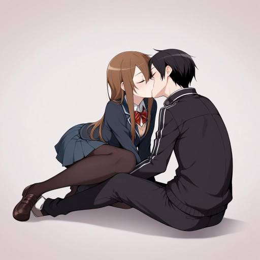 Romantic School Uniform Kiss Scene