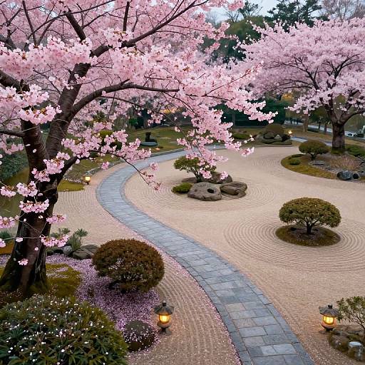 Impressionistic Aerial View of Zen Garden