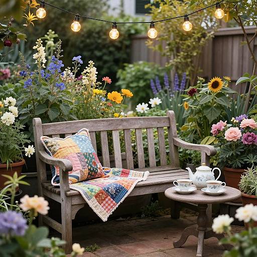 Cozy Garden Nook with Wooden Bench