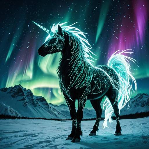 Aurora Kirin Unicorn Under Northern Lights Aurora Kirin Unicorn Under Northern Lights