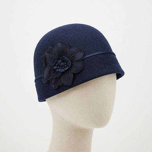 Vintage Navy Wool Cloche Hat