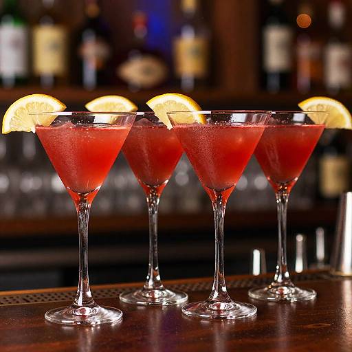 Red Cocktails with Lemon Slices