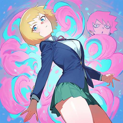 Illustration of Hanazawa teruki, mob psycho 100 in the style of Suisogenshi