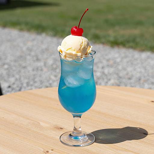 Blue Ice Cream Cocktail with Cherry